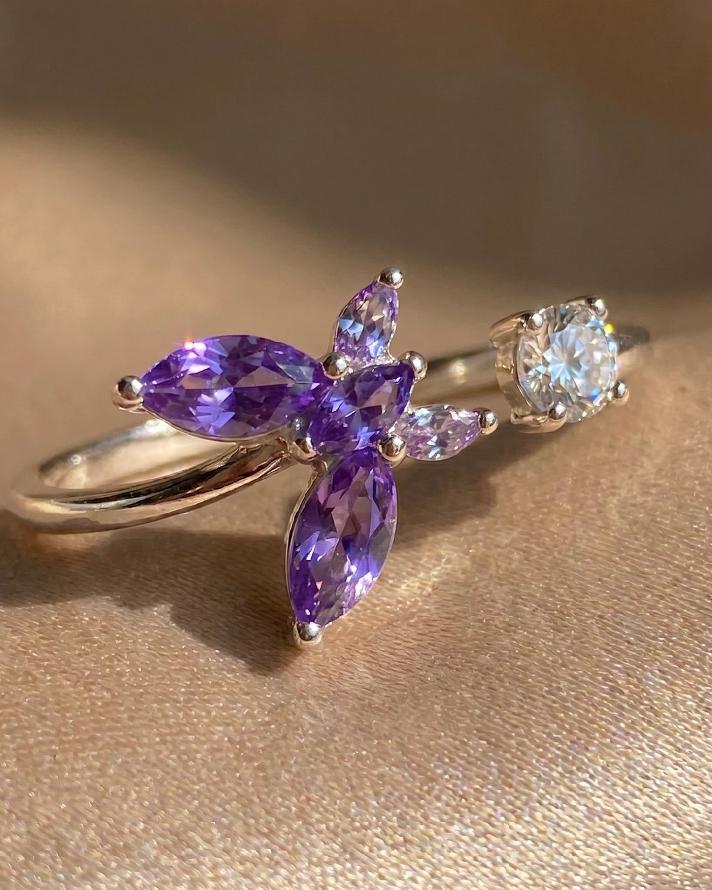 Purple Butterfly Adjustable Ring