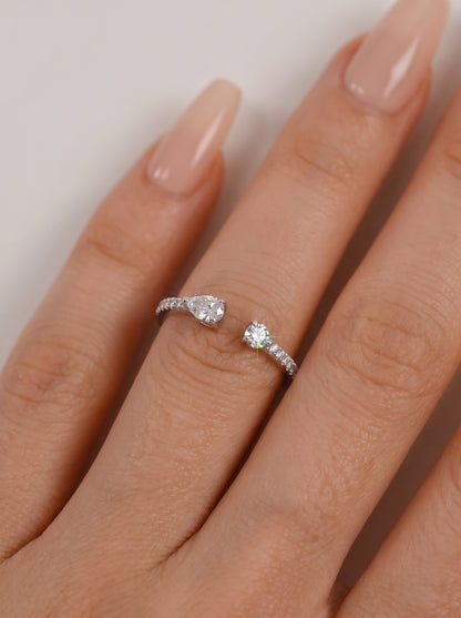Pear & Round Adjustable Ring
