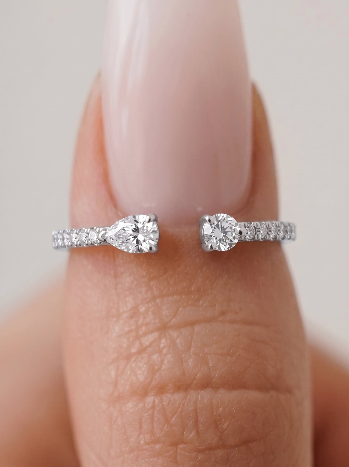 Pear & Round Adjustable Ring