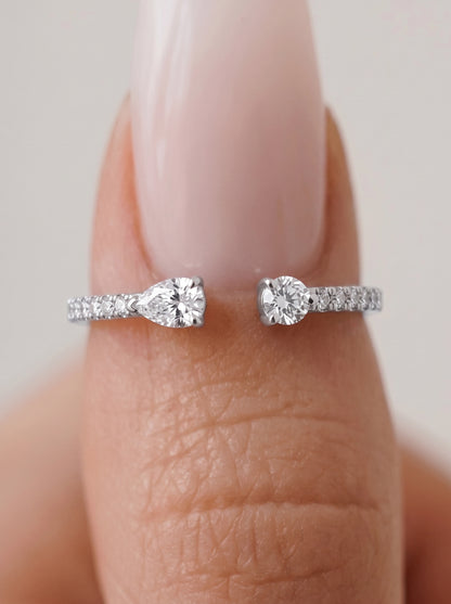 Pear & Round Adjustable Ring