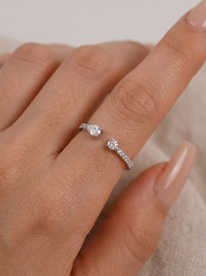 Pear & Round Adjustable Ring