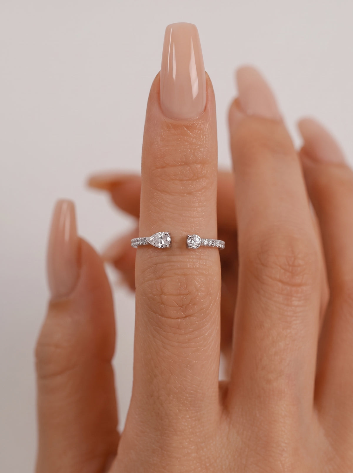 Pear & Round Adjustable Ring