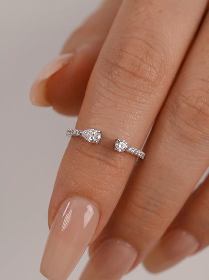 Pear & Round Adjustable Ring