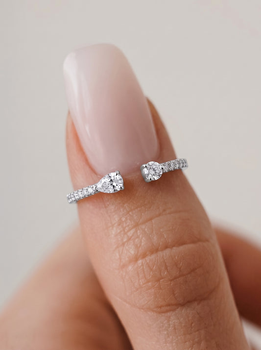 Pear & Round Adjustable Ring