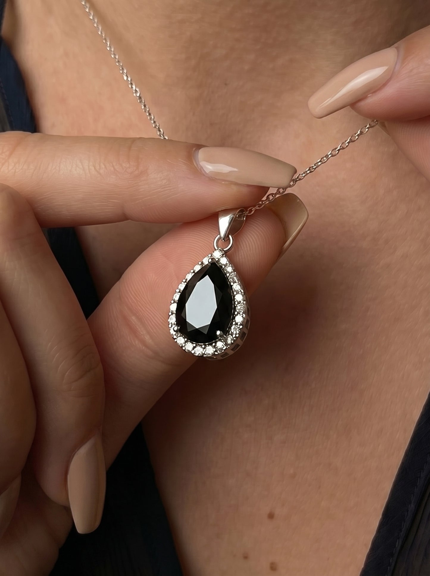 Black Pear Necklace