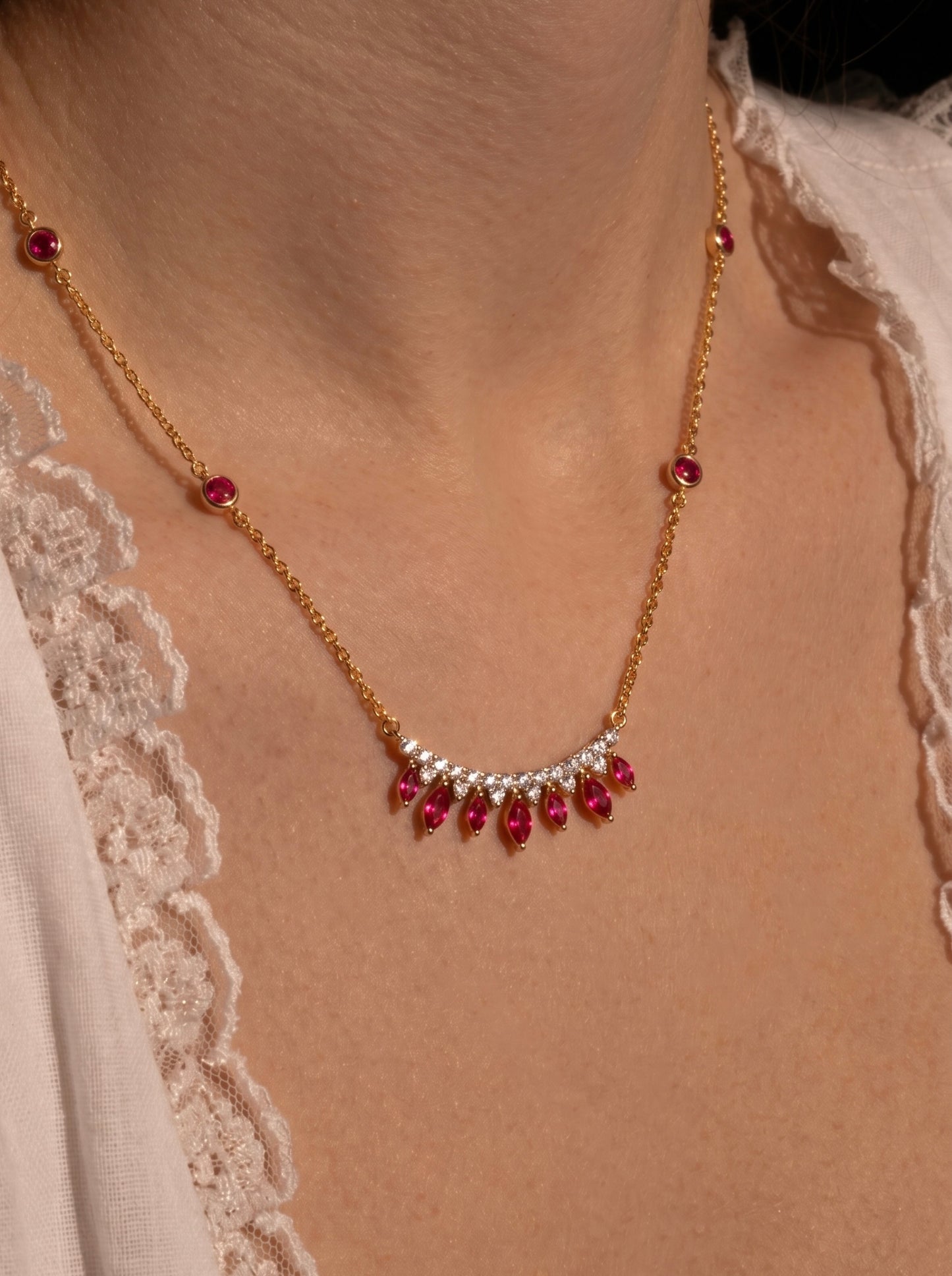 Crown of Rubies Necklace