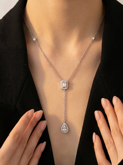 Emerald & Pear Lariat Necklace