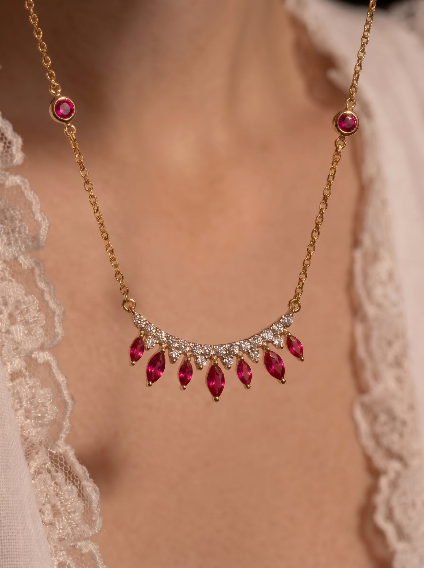 Crown of Rubies Necklace