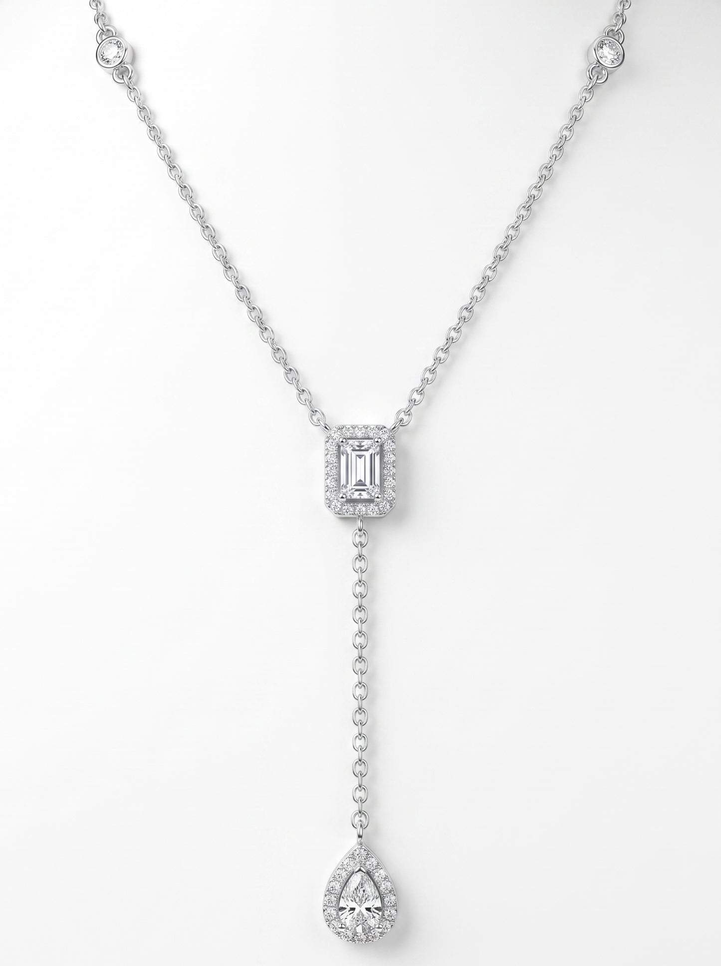Emerald & Pear Lariat Necklace