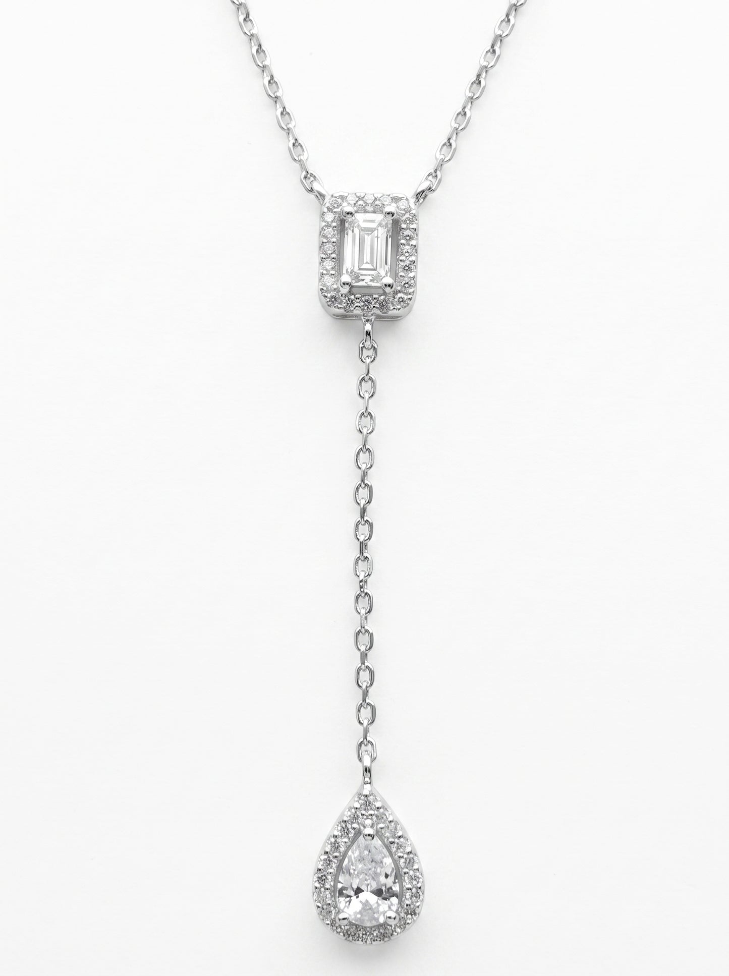 Emerald & Pear Lariat Necklace