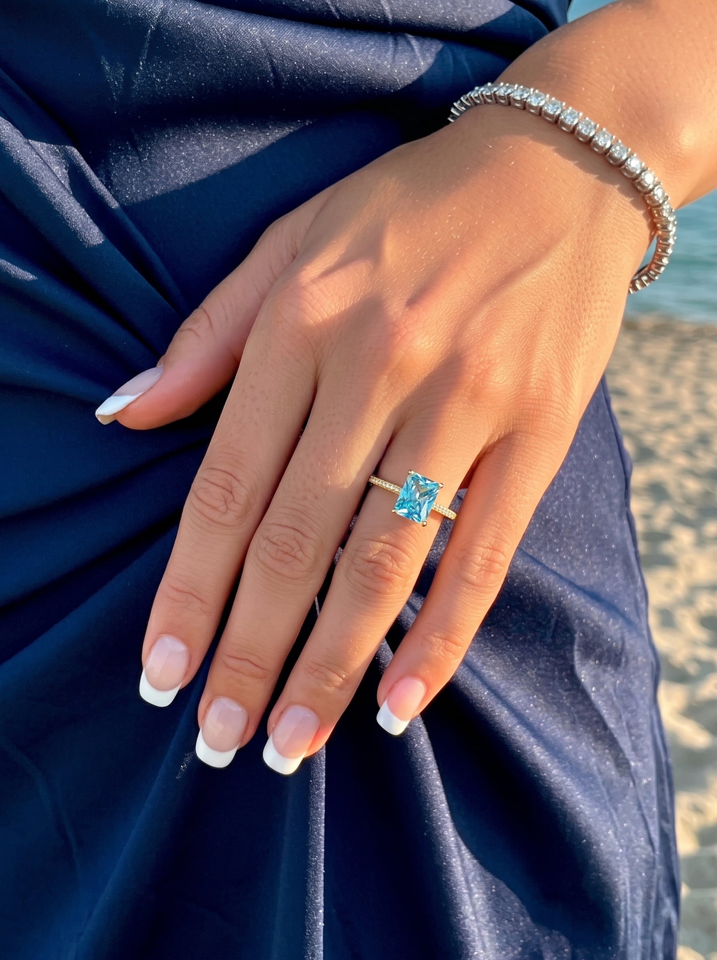 Aquamarine Ring Gold Plated