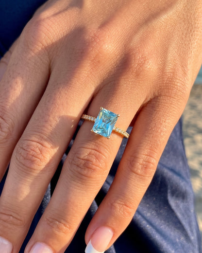 Aquamarine Ring Gold Plated
