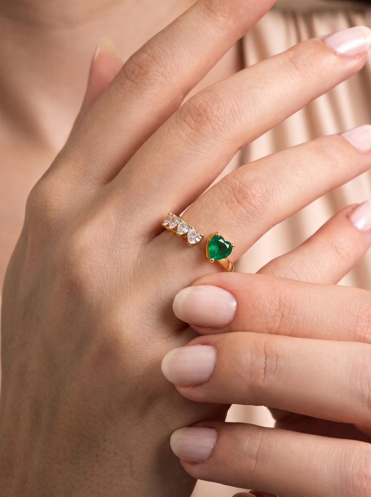 Romantic Emerald & Zircon Ring