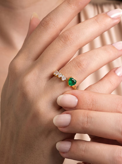 Romantic Emerald & Zircon Ring