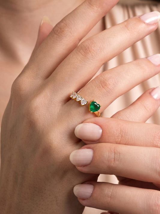 Romantic Emerald & Zircon Ring