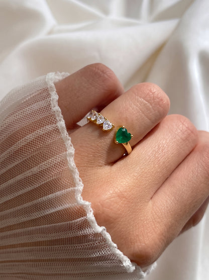 Romantic Emerald & Zircon Ring