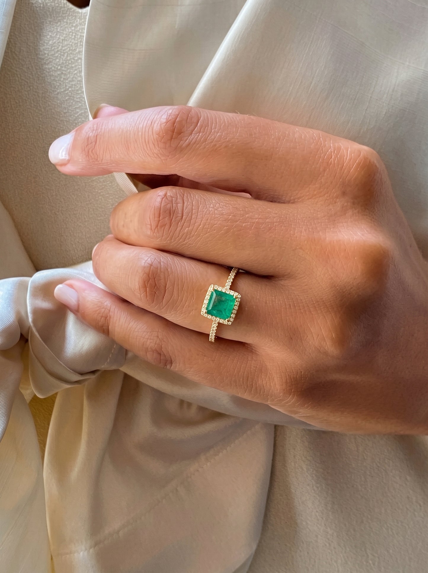 Emerald Halo Ring
