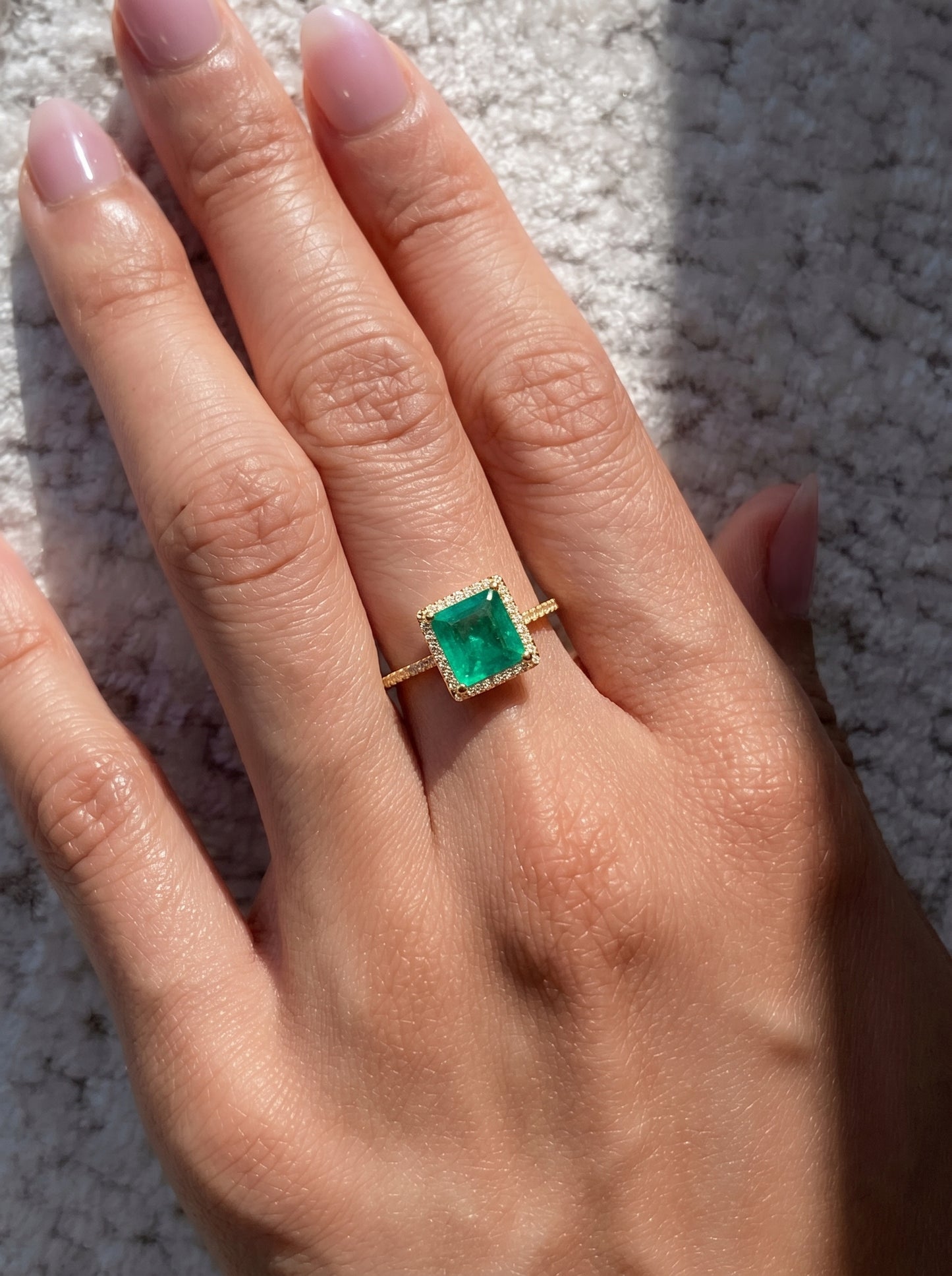 Emerald Halo Ring