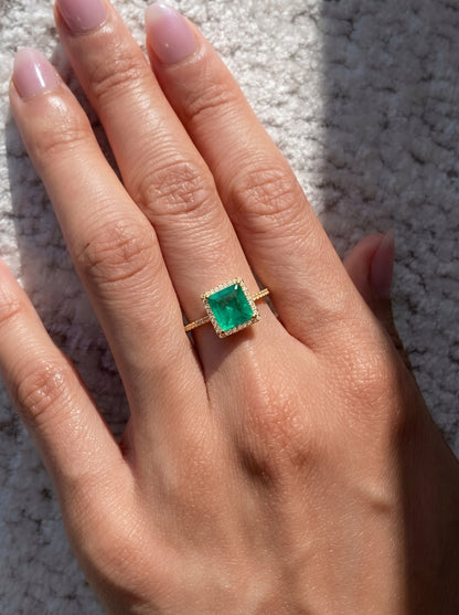 Emerald Halo Ring