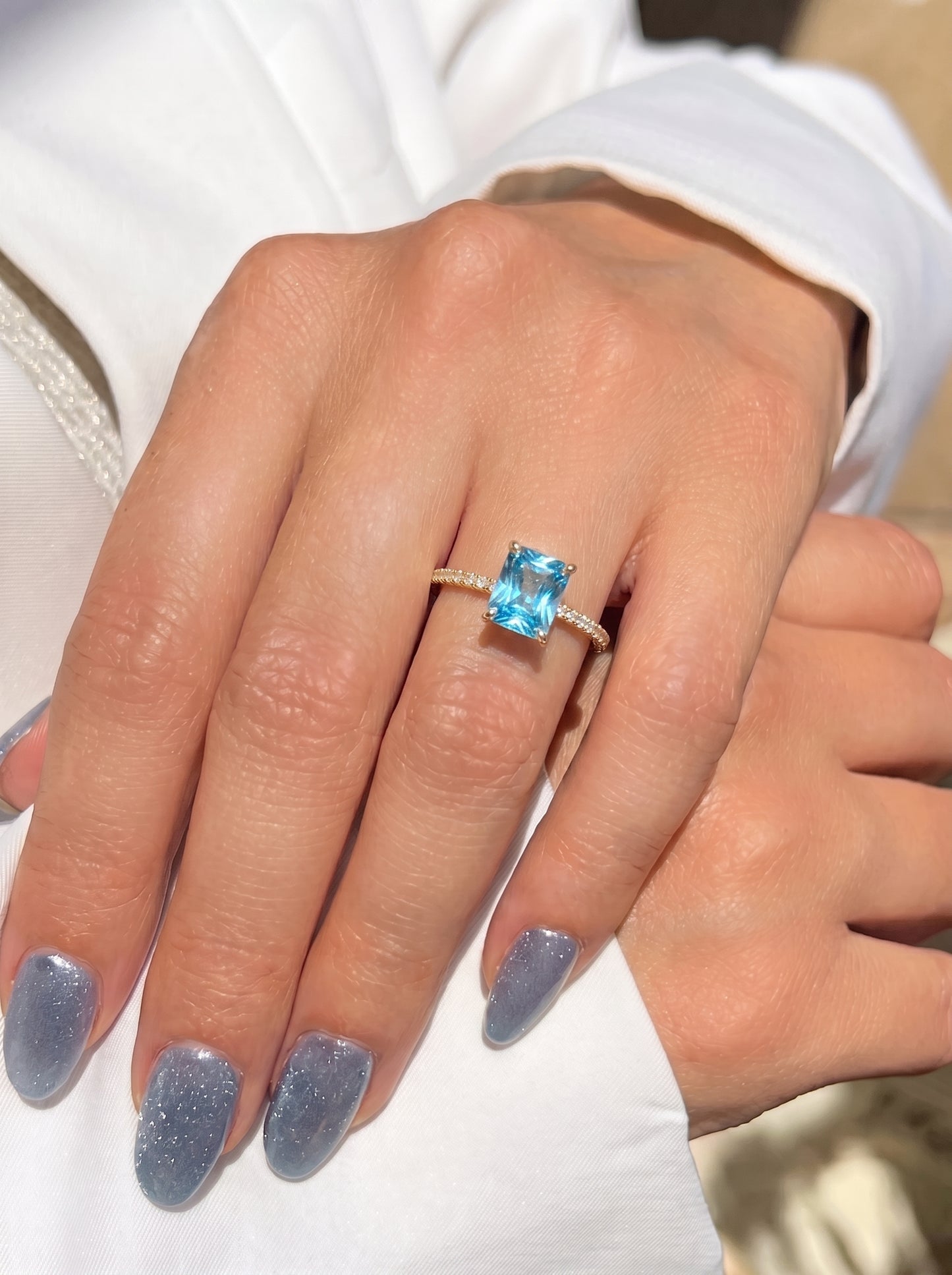 Aquamarine Ring Gold Plated