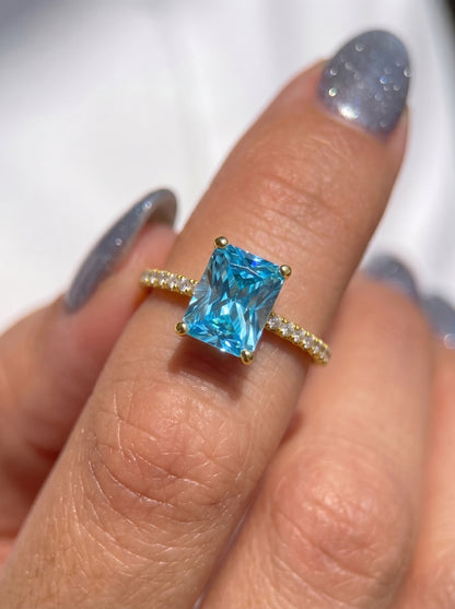 Aquamarine Ring Gold Plated