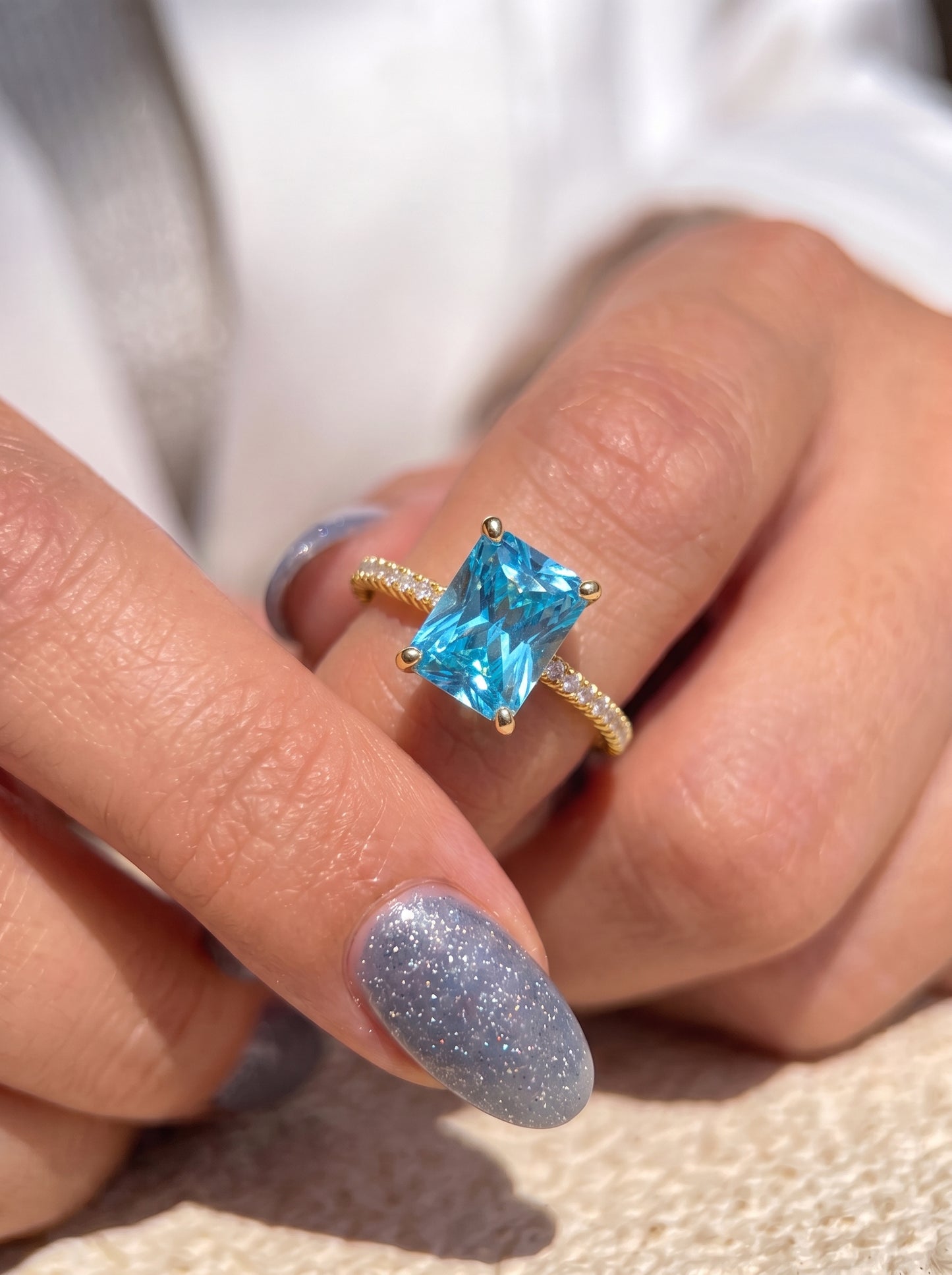 Aquamarine Ring Gold Plated