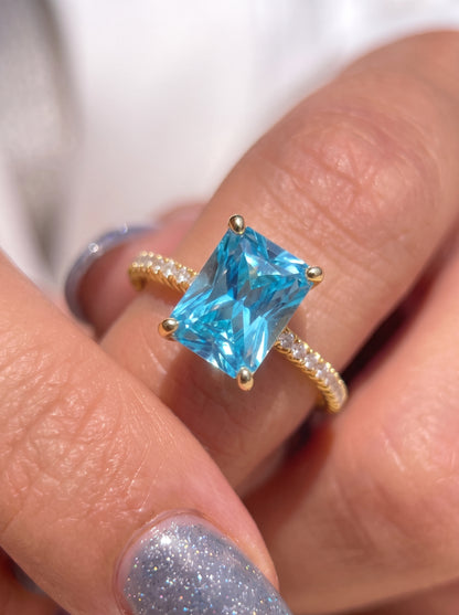 Aquamarine Ring Gold Plated