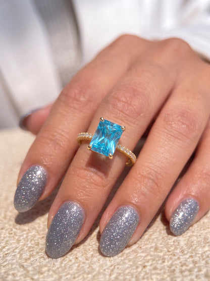 Aquamarine Ring Gold Plated