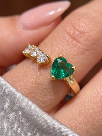 Romantic Emerald & Zircon Ring