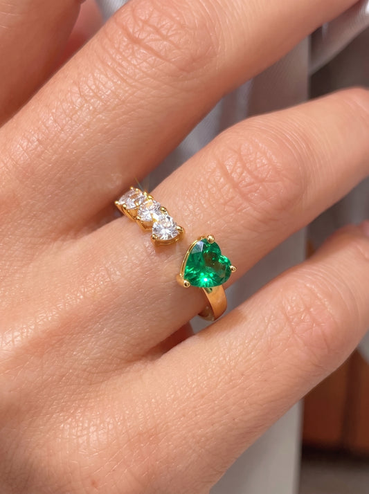 Romantic Emerald & Zircon Ring
