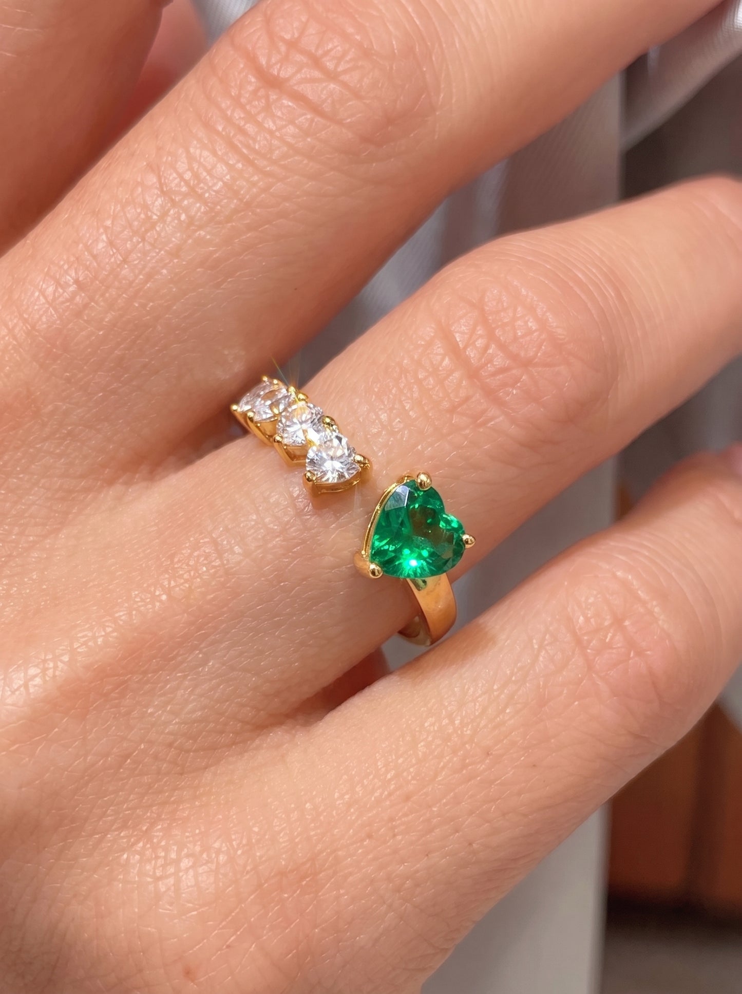 Romantic Emerald & Zircon Ring