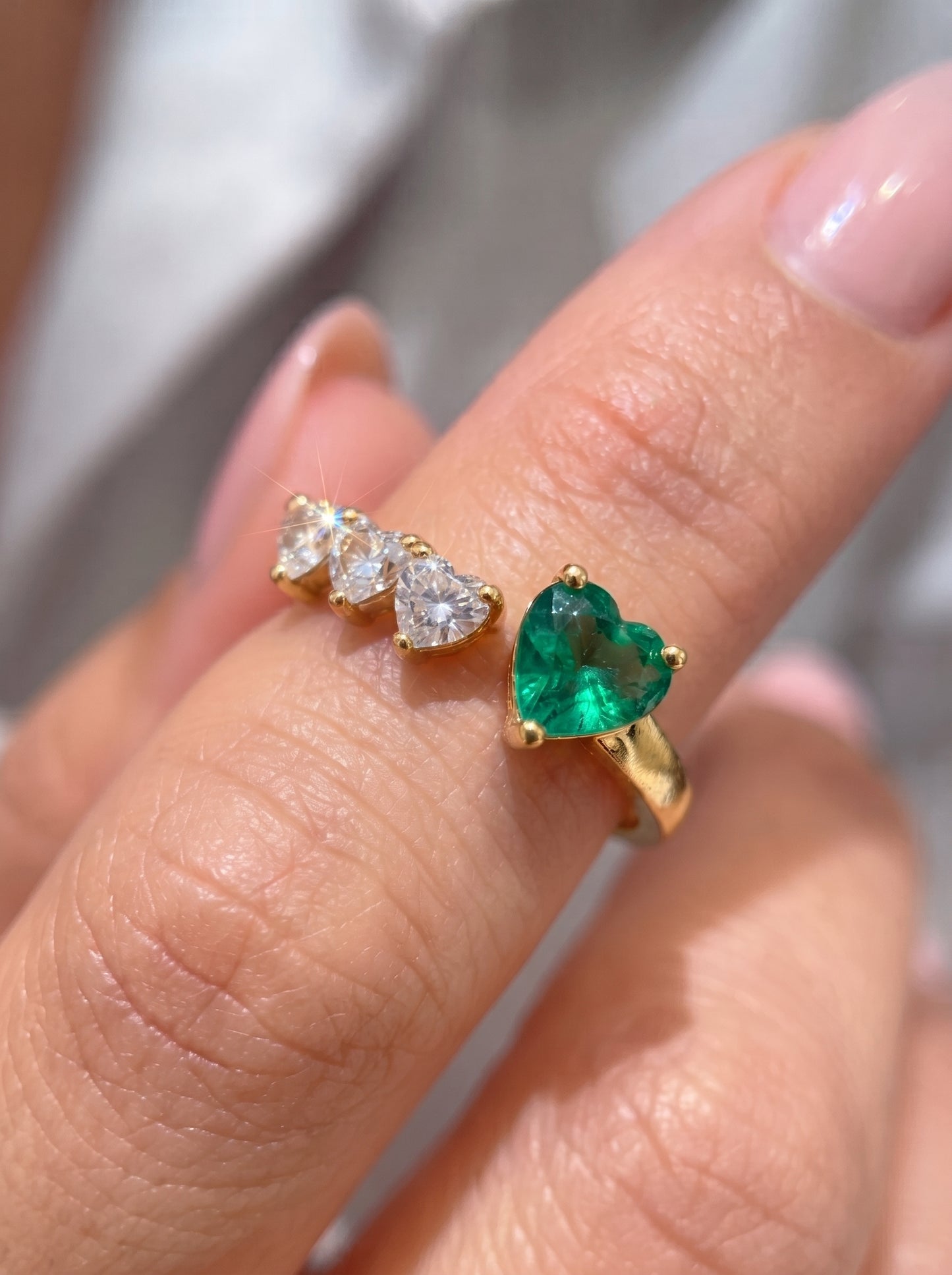 Romantic Emerald & Zircon Ring