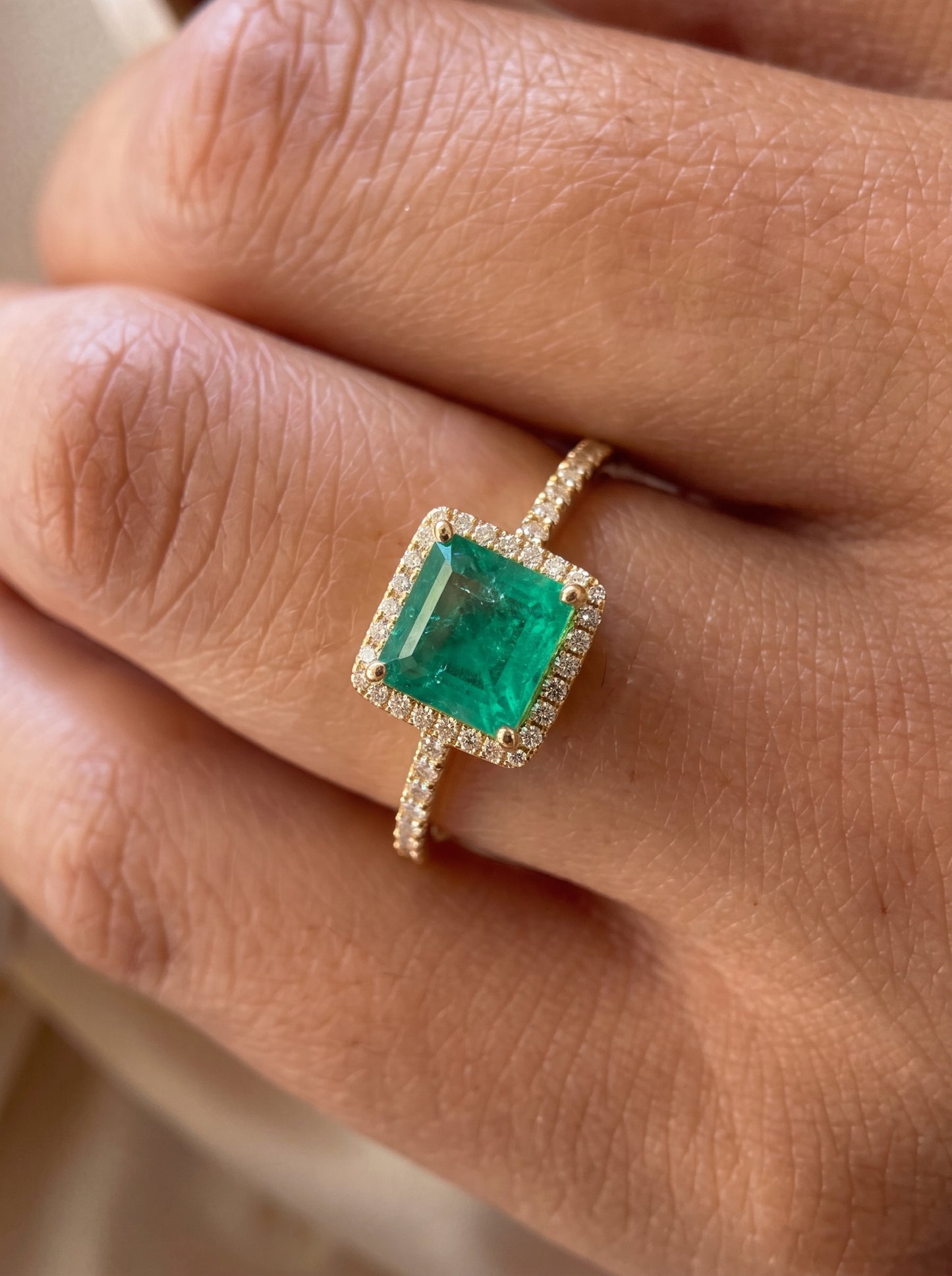 Emerald Halo Ring