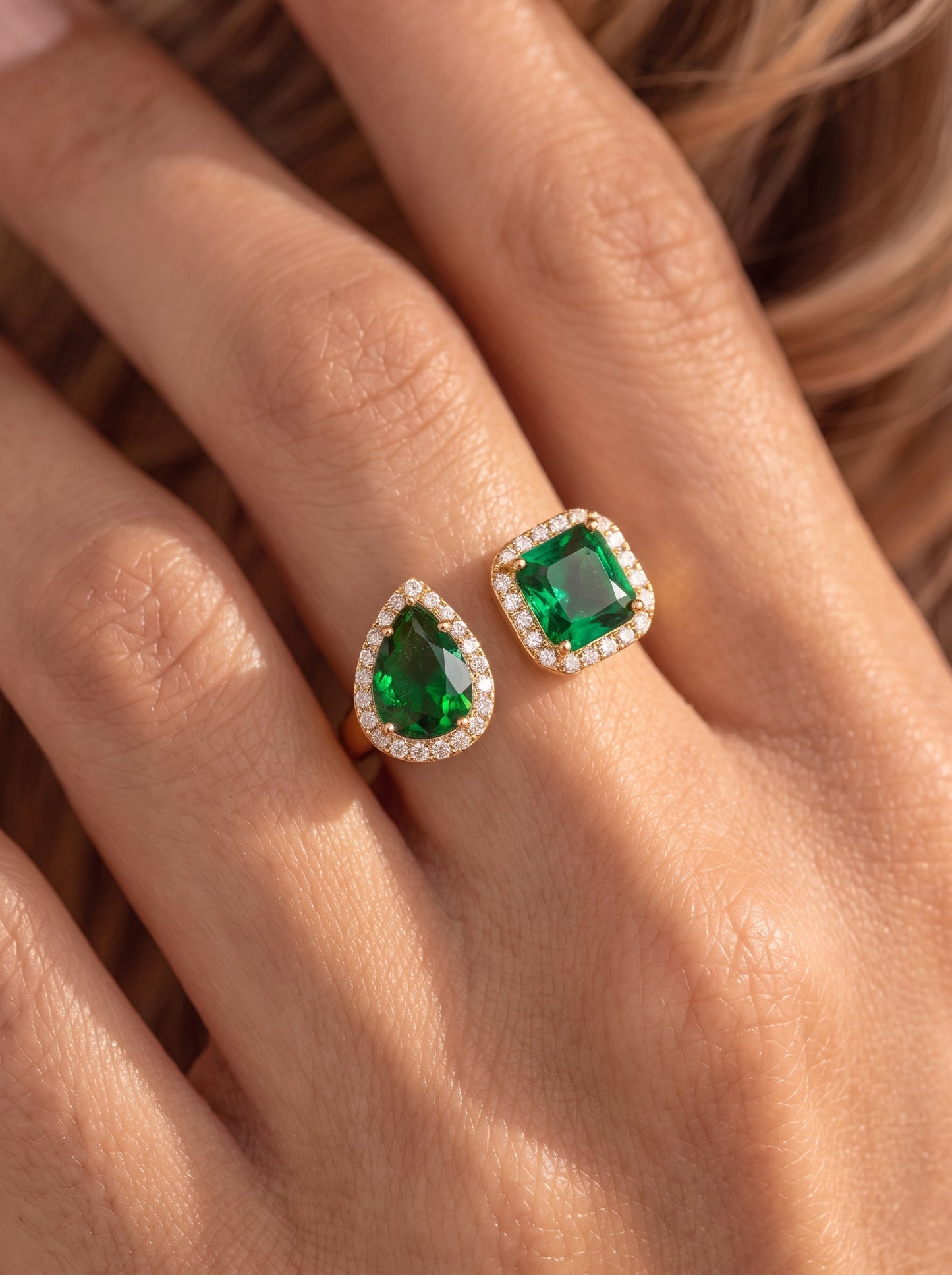 Emerald Duet Ring