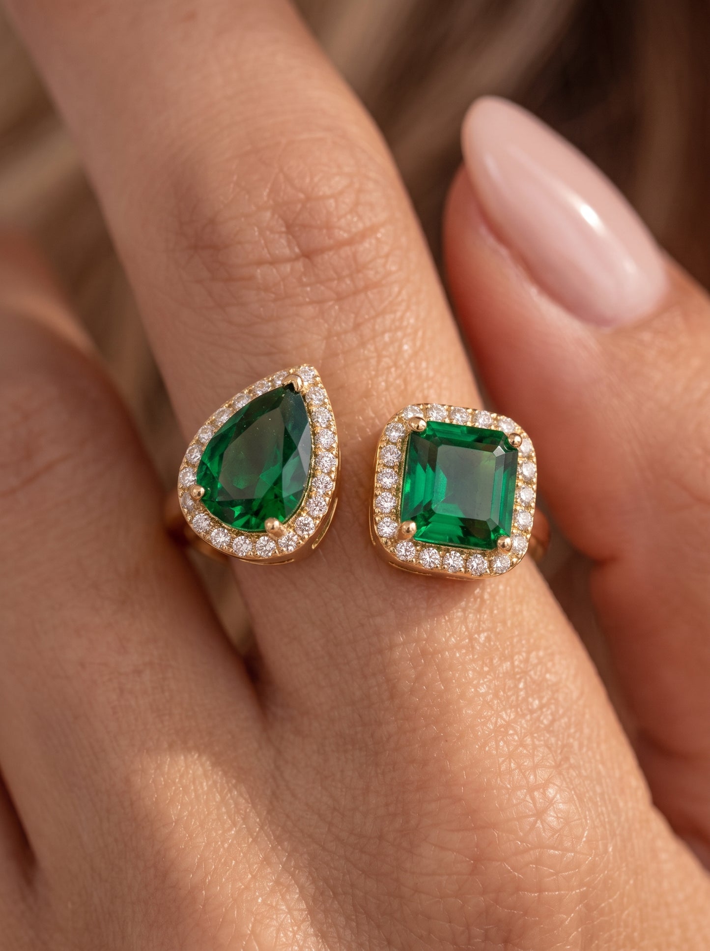 Emerald Duet Ring