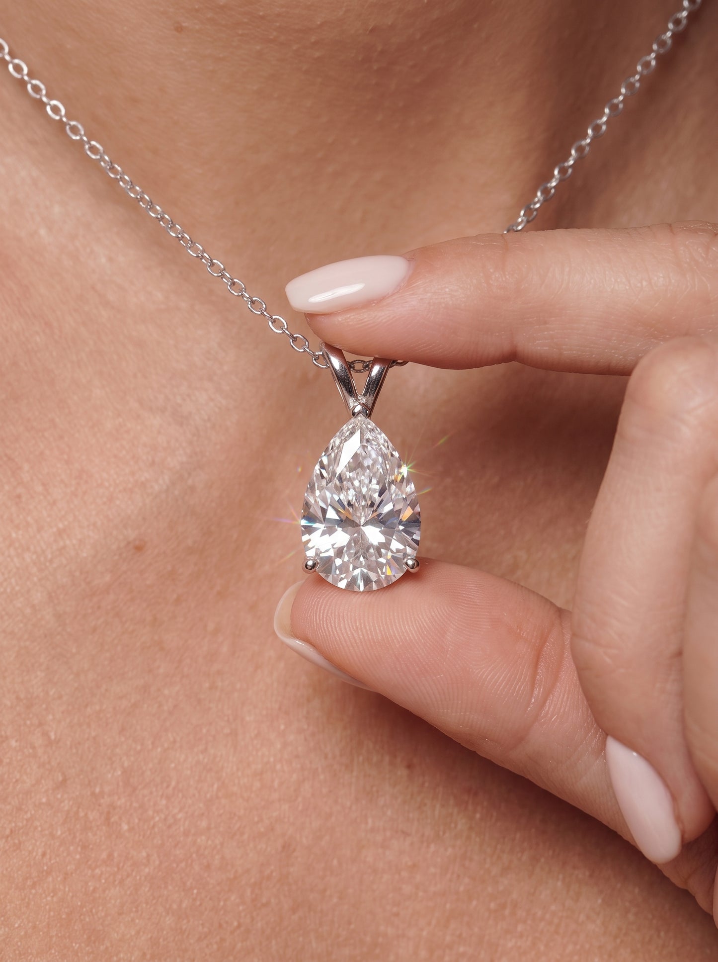 Moissanite Pear Necklace