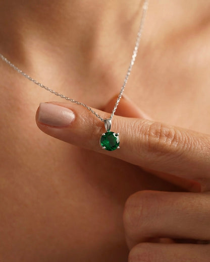 Squared Emerald Stone Necklace