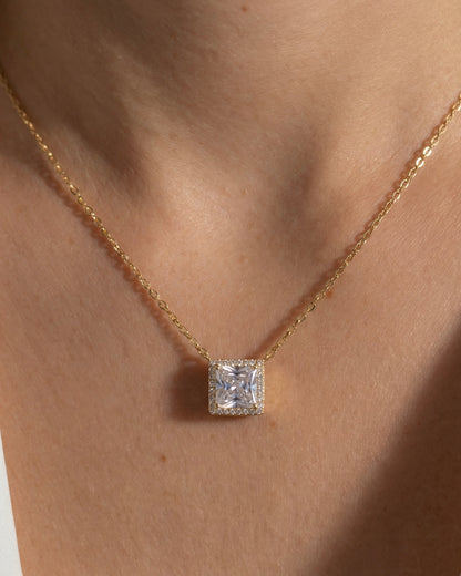 Statement Square Necklace Gold Plated