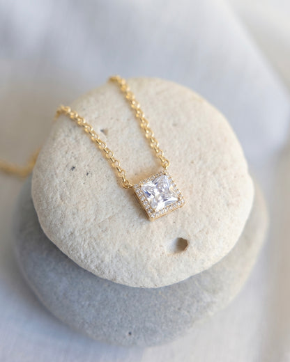 Statement Square Necklace Gold Plated