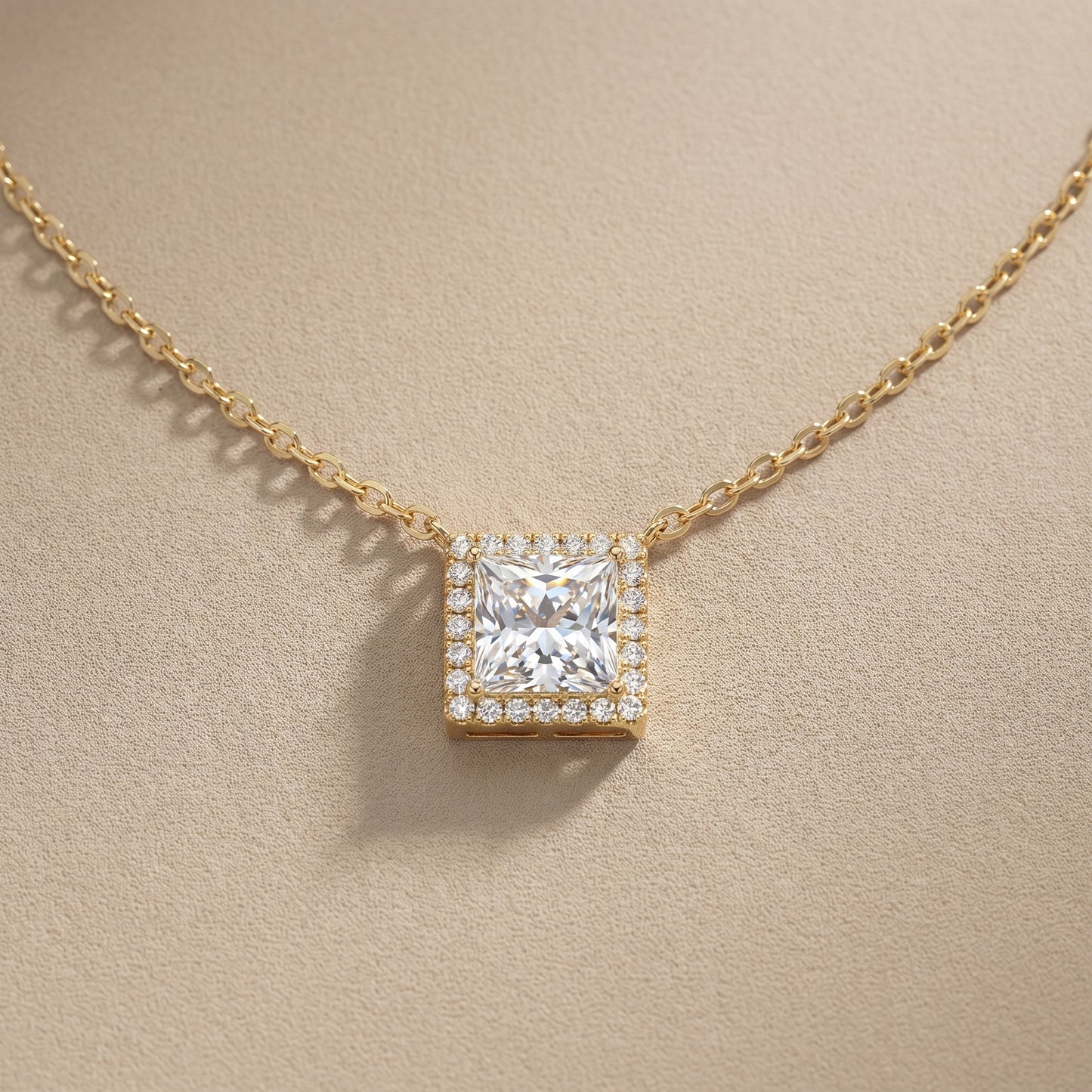 Statement Square Necklace Gold Plated