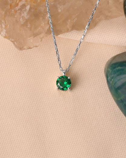 Squared Emerald Stone Necklace