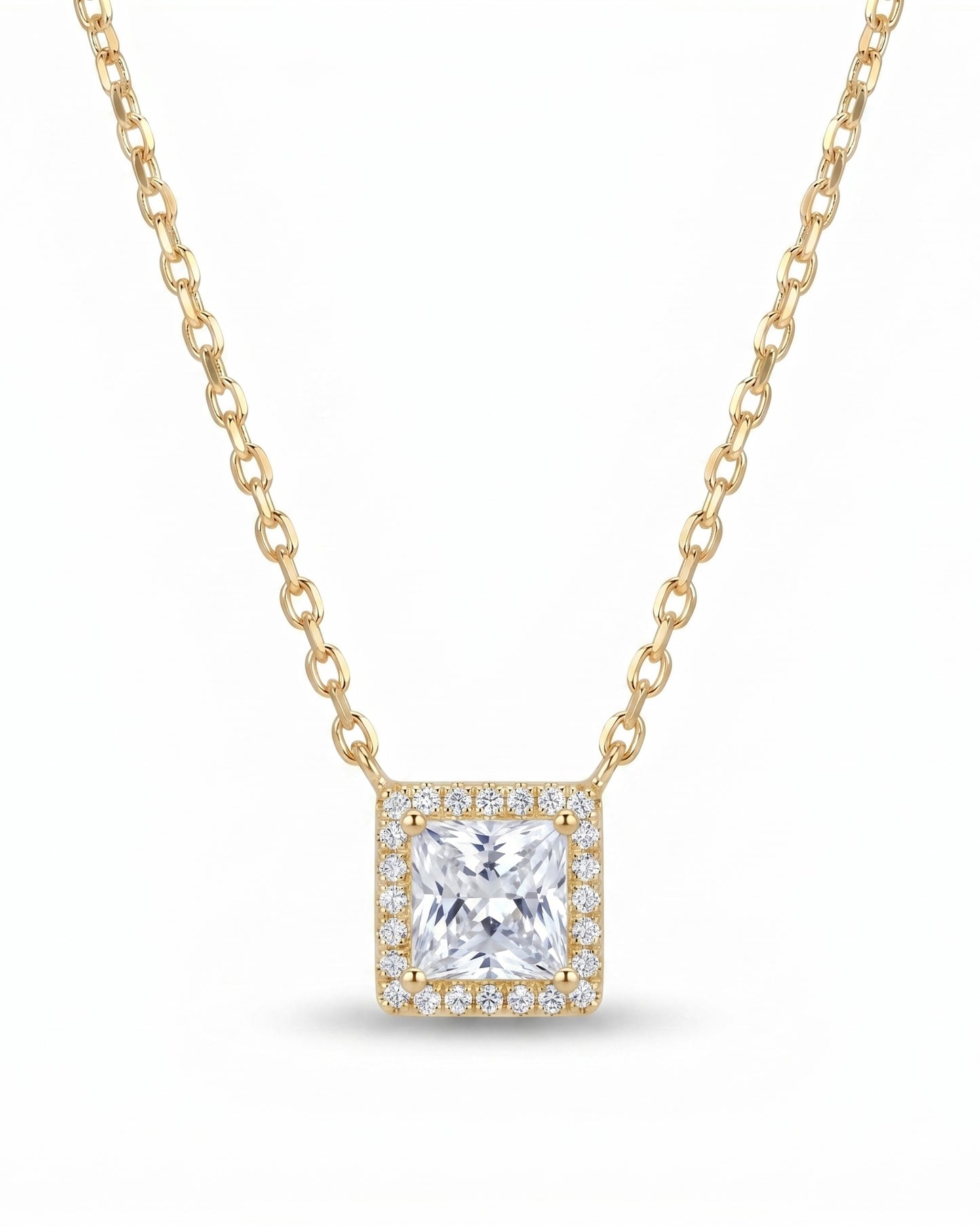 Statement Square Necklace Gold Plated