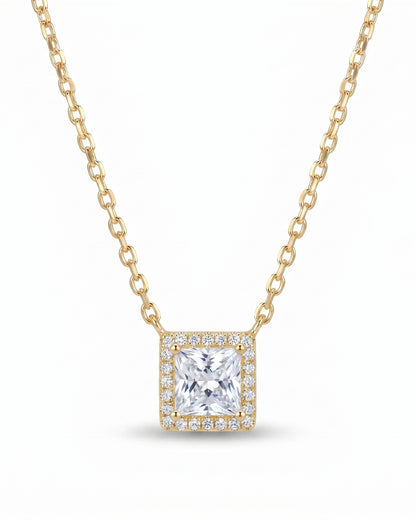 Statement Square Necklace Gold Plated