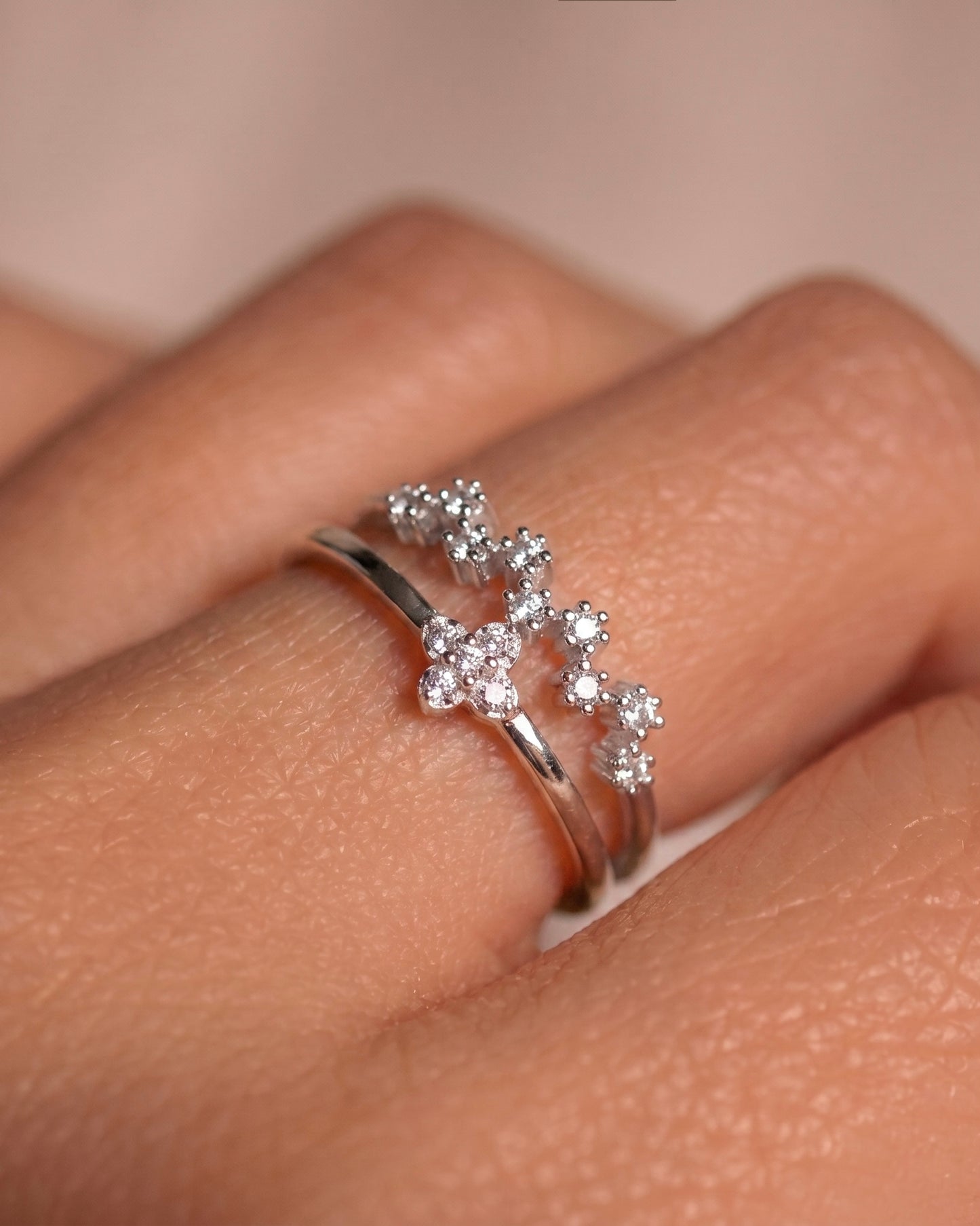Double Solitaire Adjustable Ring