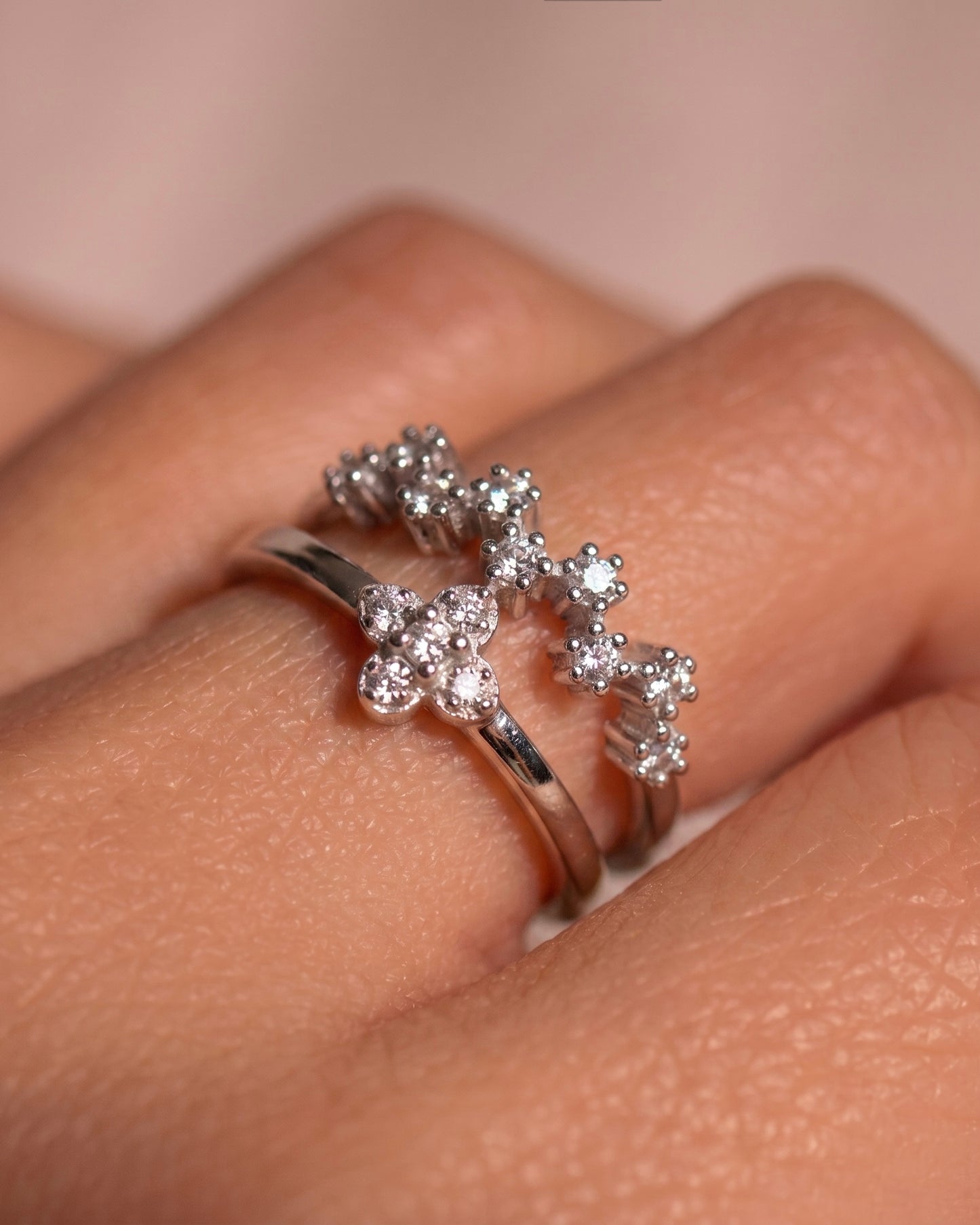 Double Solitaire Adjustable Ring