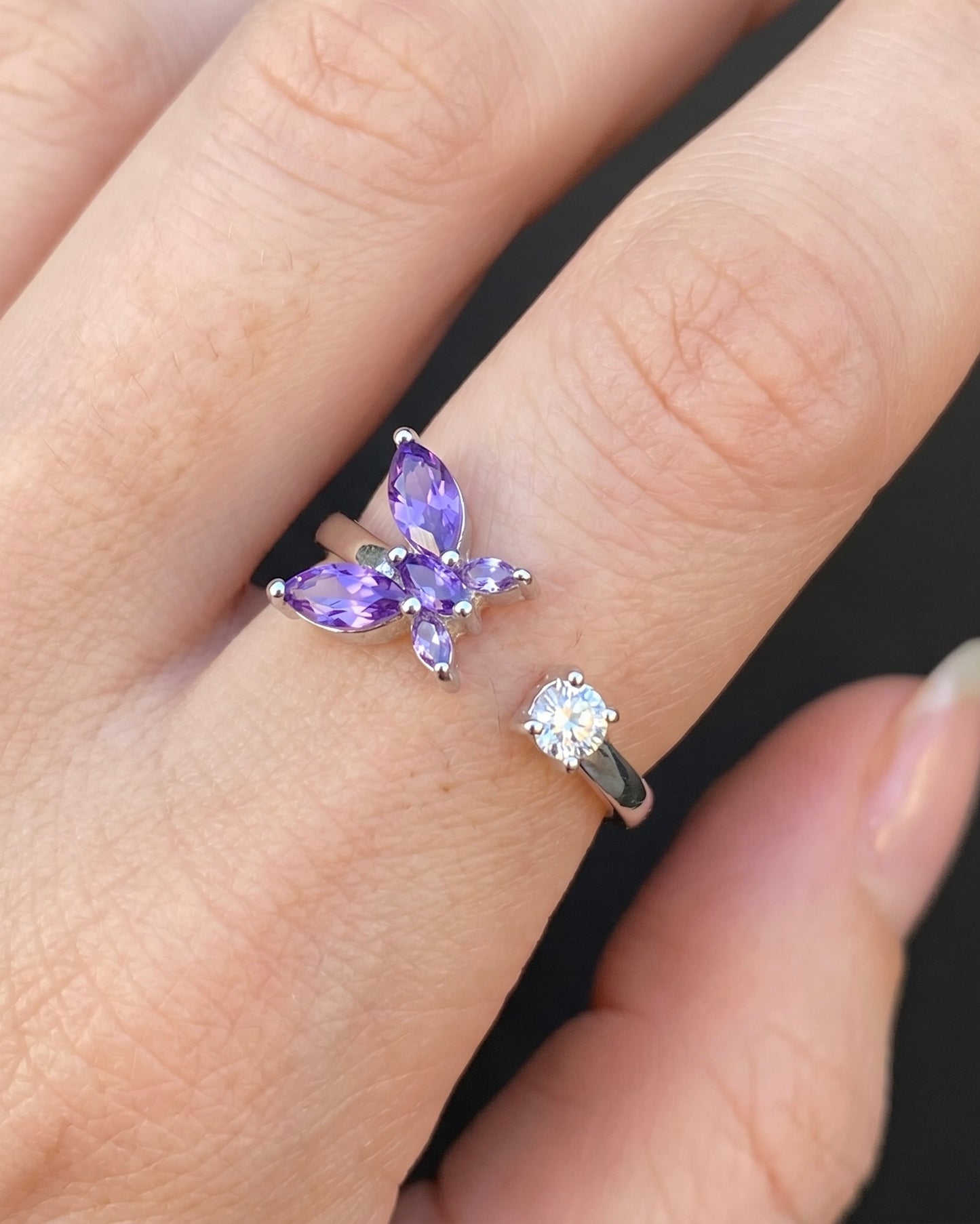 Purple Butterfly Adjustable Ring