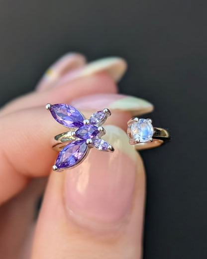 Purple Butterfly Adjustable Ring