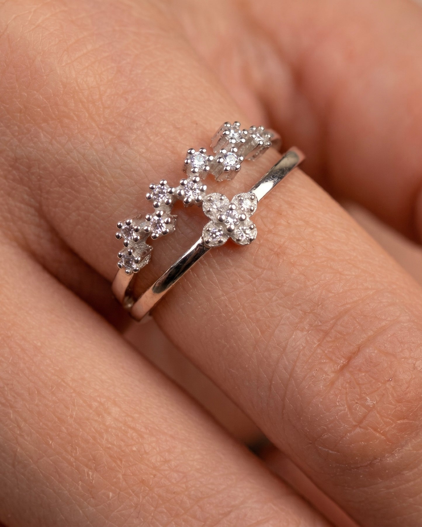 Double Solitaire Adjustable Ring