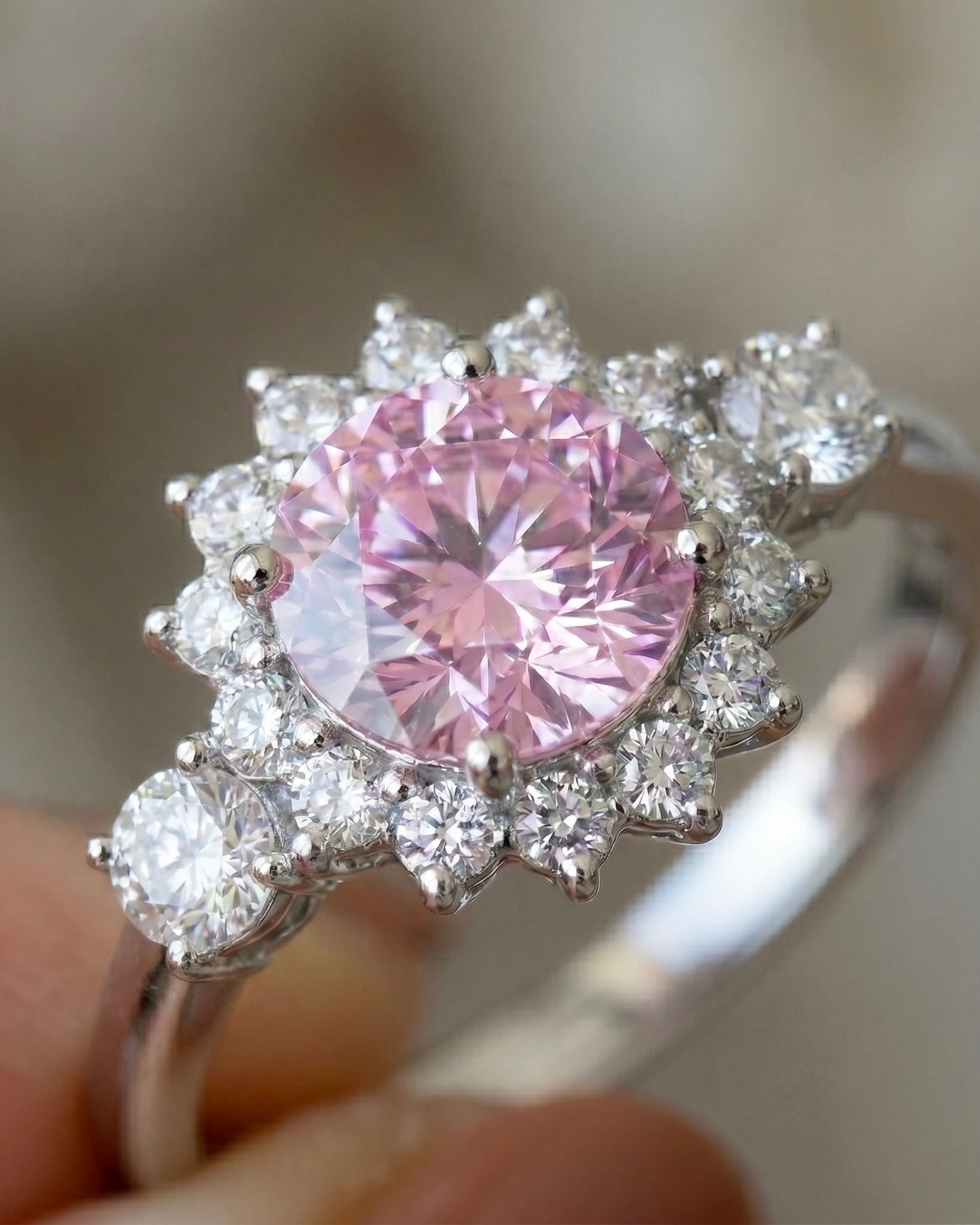Soft Glam Pink Zircon Stone Ring