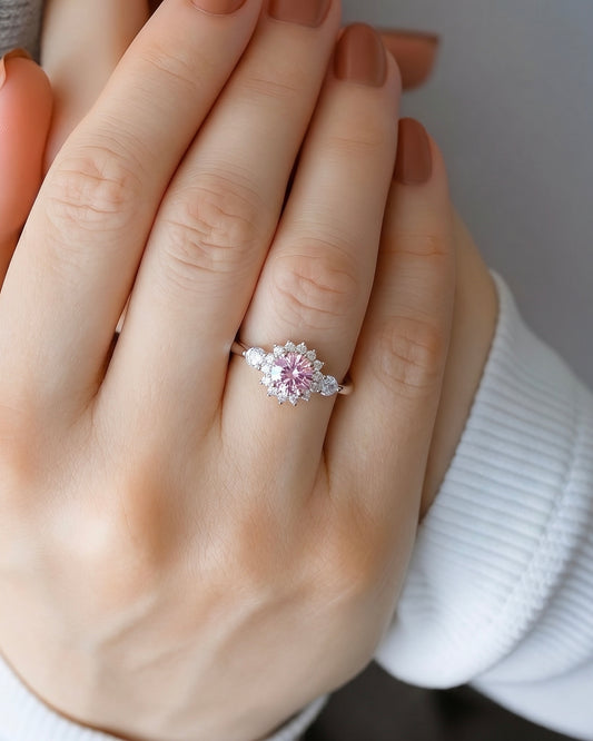 Soft Glam Pink Zircon Stone Ring
